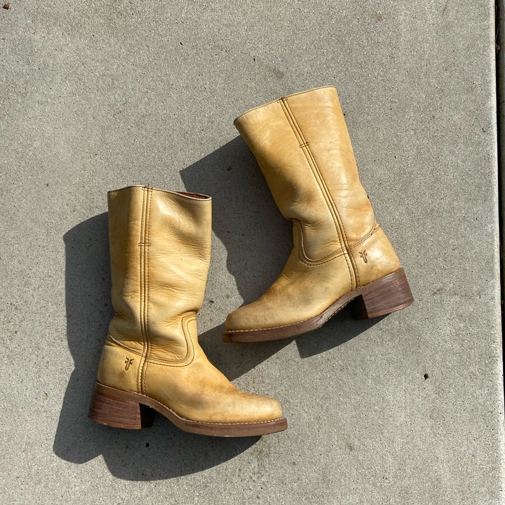 Frye Yellow Leather Mid-Calf Boots